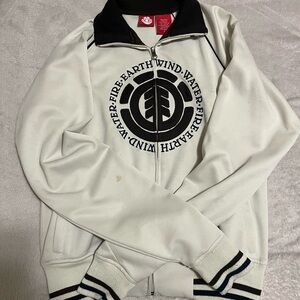 Elemental white brown and navy graphic zip up jacket